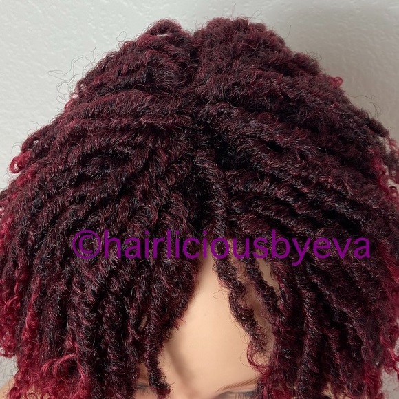 Twist kinky afro wig red wine burgundy ombré - Picture 5 of 7